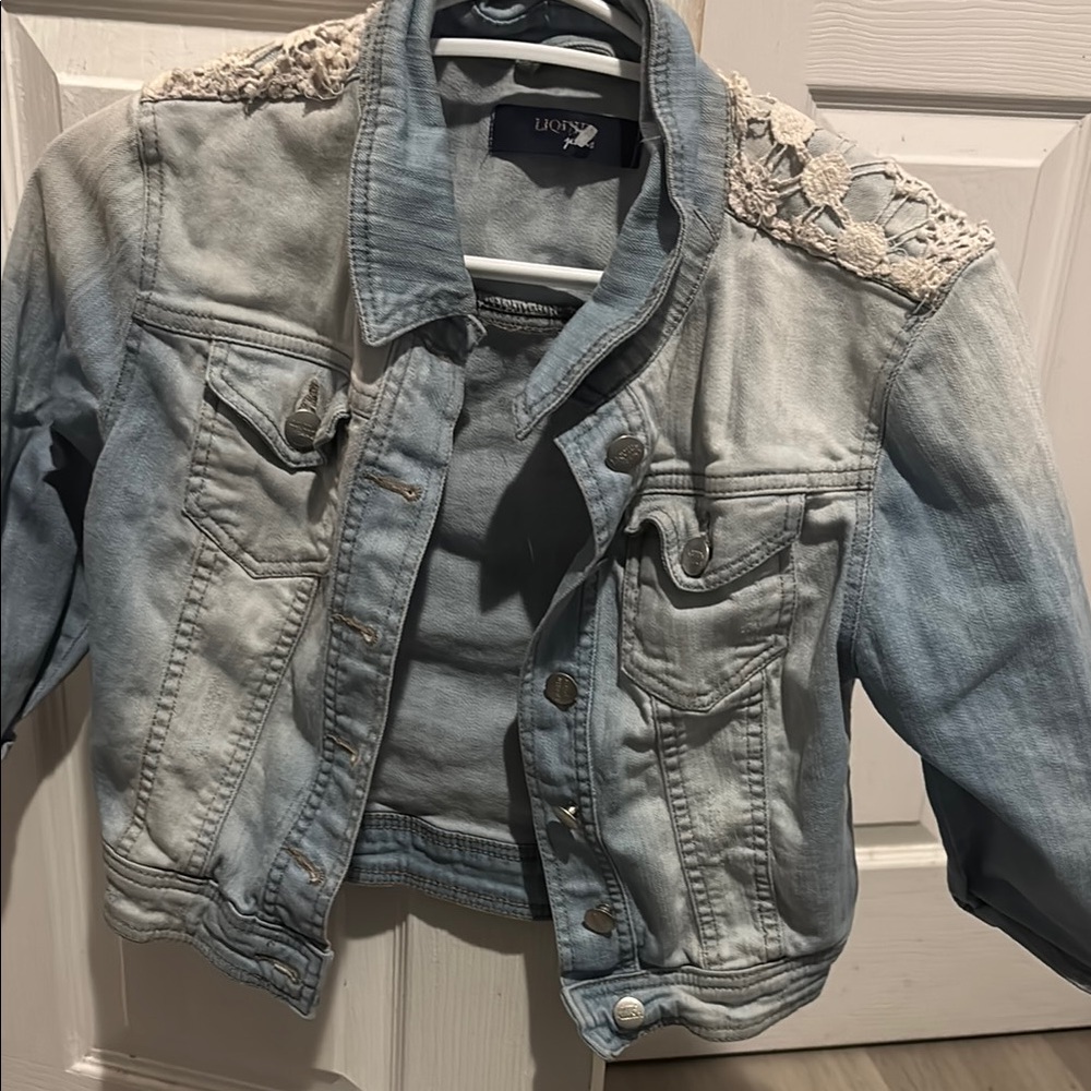 Liquido Light Blue Jean Jacket with Cream Accents